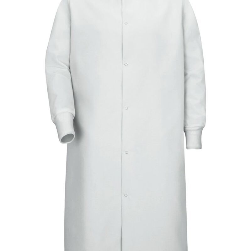 Unisex Gripper-Front Pocketless Butcher Coat With Knit Cuffs Thumbnail