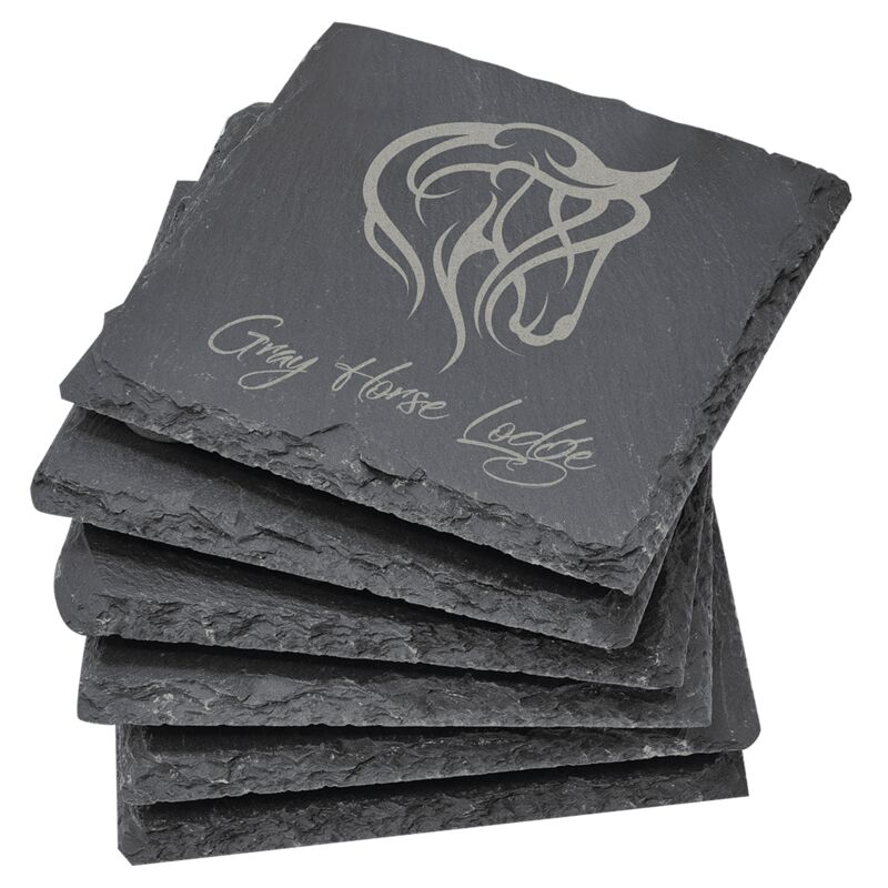 4" x 4" Square Slate Coaster Set-6 Piece Thumbnail