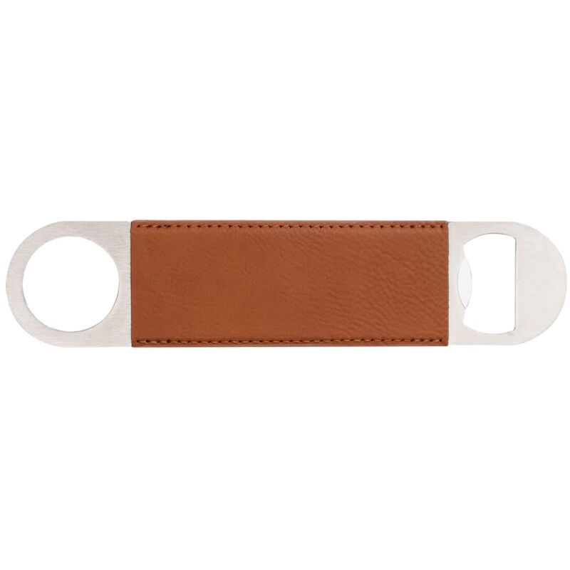 Stainless Steel Bottle Opener with Leatherette Handle - 12 Pack Thumbnail